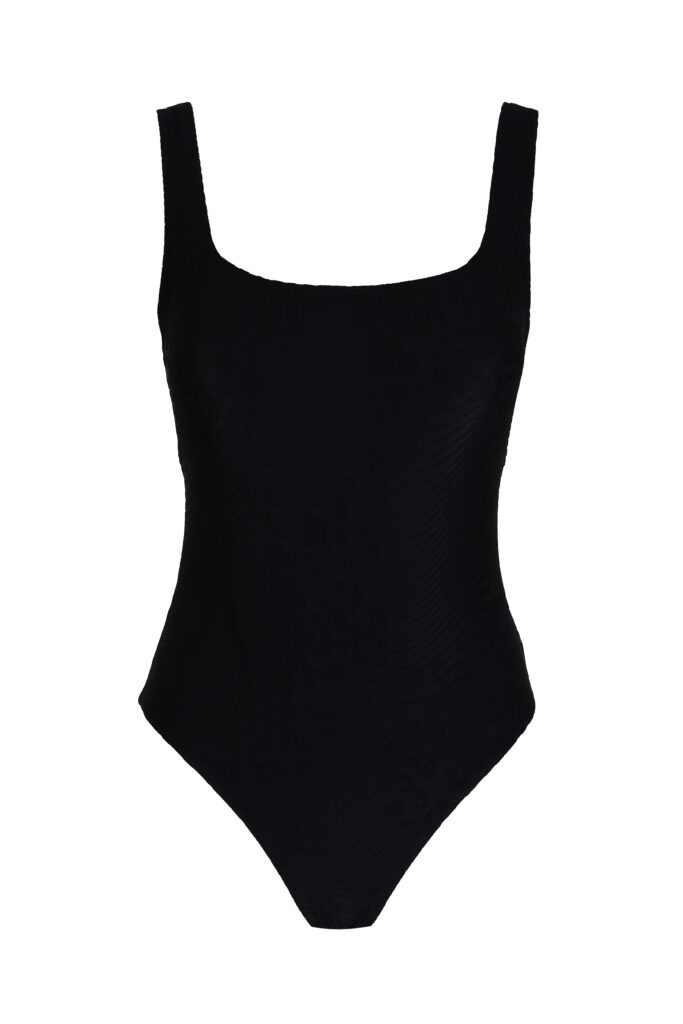 Over the shoulder One Piece Swimsuit with removable cups & hidden under bust elastic band for a secure fit by Sand in My Toes.